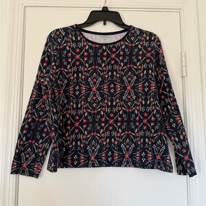 Croft & Barrow Women’s Navy Blue Floral Long Sleeve Tee